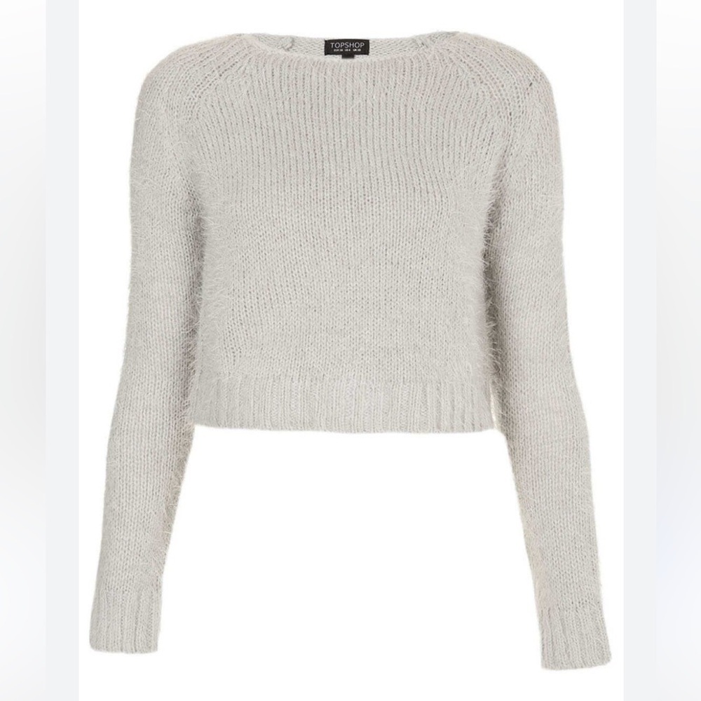 TopShop Knitted Fluffy Crop Jumper Sweater Sz 10 Women - Picture 4 of 10